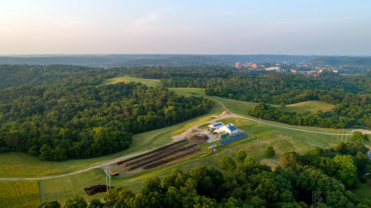 An aerial view of the Ohio University Compost Facility.