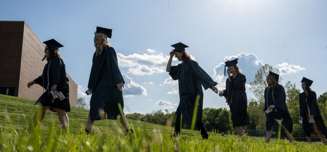 Graduates in cap and gowns