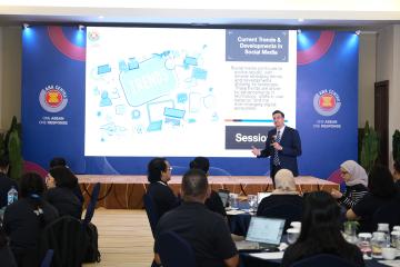 Ohio University Professor Laeeq Khan, Ph.D. speaks at the ASEAN AHA Centre Workshop.